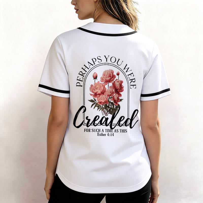 Christianartworkshop « Peut-être avez-vous été créés pour un temps comme celui-ci » Esther 4:14 Maillot de baseball boutonné à imprimé pivoine et foi - image 5