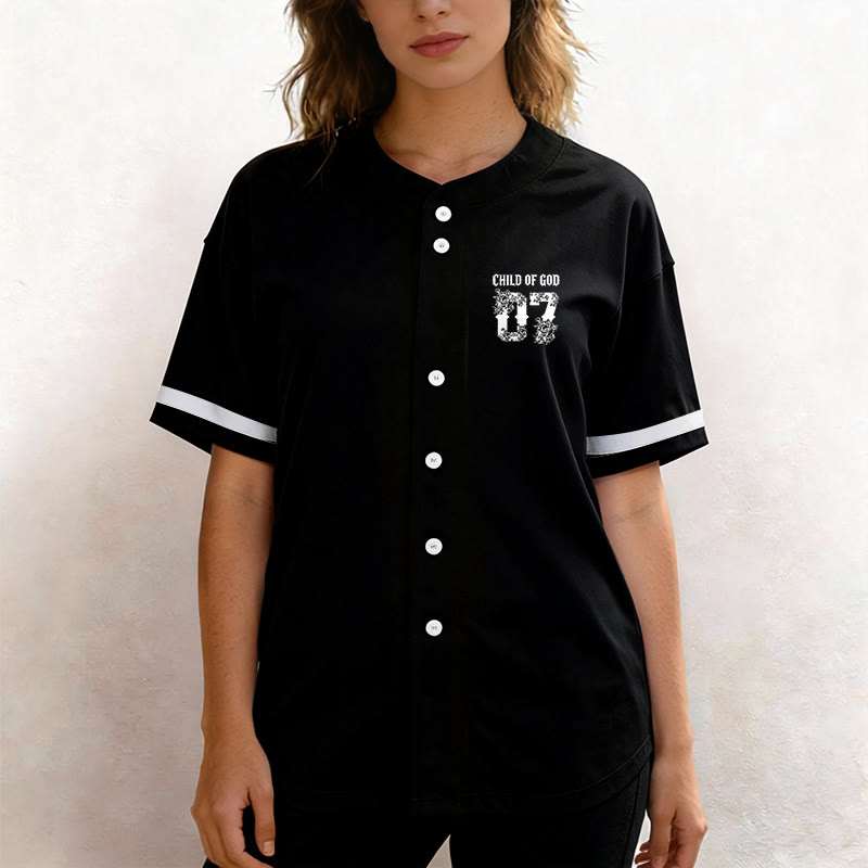 Maillot de baseball boutonné numéro 07 à motif floral « Enfant de Dieu » de Christianartworkshop - image 2