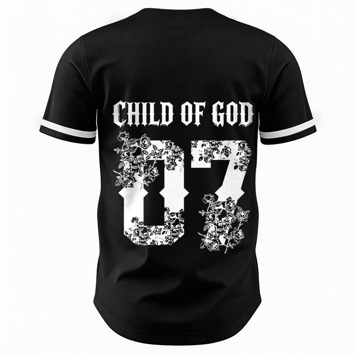 Maillot de baseball boutonné numéro 07 à motif floral « Enfant de Dieu » de Christianartworkshop - image 4