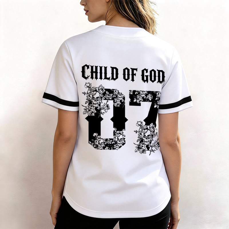 Maillot de baseball boutonné numéro 07 à motif floral « Enfant de Dieu » de Christianartworkshop - image 12