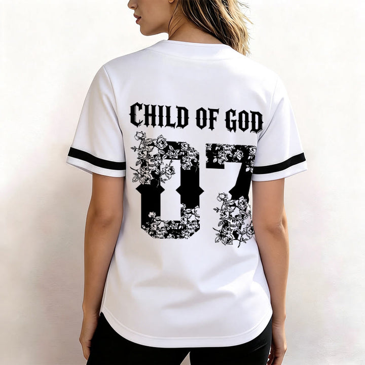 Maillot de baseball boutonné numéro 07 à motif floral « Enfant de Dieu » de Christianartworkshop - image 12