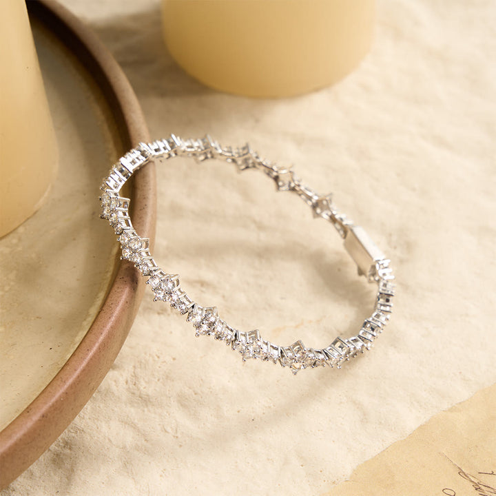 Christianartworkshop Bracelet et collier à un rang de pierres précieuses en zircon pavé en forme d'étoile - Argent - Bracelet 9''/23 cm - image 6