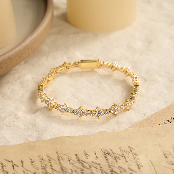 Christianartworkshop Bracelet et collier à un rang de pierres précieuses en zircon pavé en forme d'étoile - Doré - Bracelet 9''/23 cm - image 8