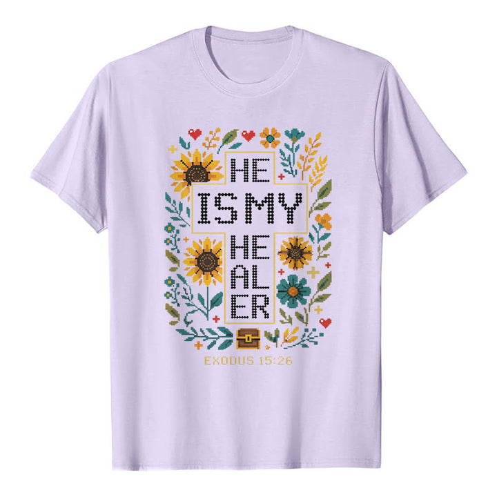 Christianartworkshop T-shirt premium à manches courtes avec motif floral inspiré de l'Exode 15:26 - Violet - 2XL - image 4