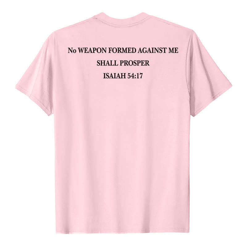 Christianartworkshop Aucune arme forgée contre moi ne prospérera. Ésaïe 54:17. T-shirt premium à manches courtes avec croix au recto et verset biblique au verso. - image 11