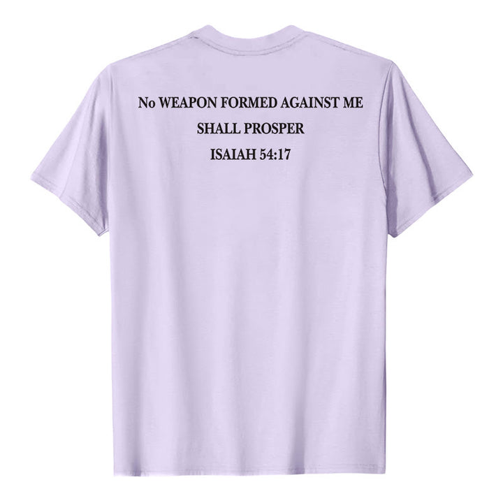Christianartworkshop Aucune arme forgée contre moi ne prospérera. Ésaïe 54:17. T-shirt premium à manches courtes avec croix au recto et verset biblique au verso. - image 14