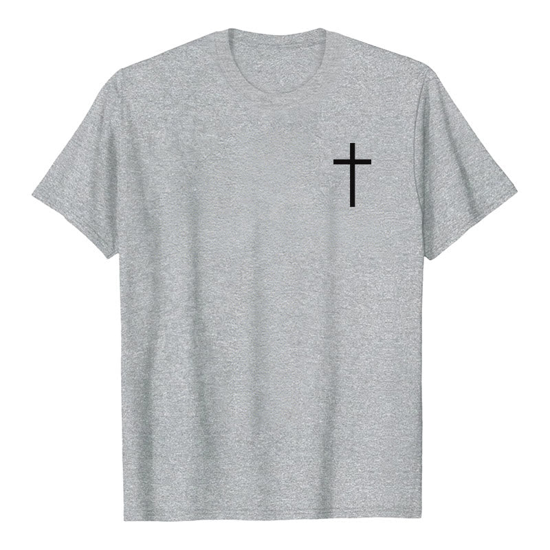 Christianartworkshop Aucune arme forgée contre moi ne prospérera. Ésaïe 54:17. T-shirt premium à manches courtes avec croix au recto et verset biblique au verso. - image 4