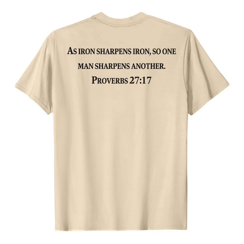 Christianartworkshop T-shirt premium à manches courtes avec inscription « Le fer aiguise le fer » (Proverbes 27:17), imprimé croisé sur la poitrine et dans le dos. - image 26