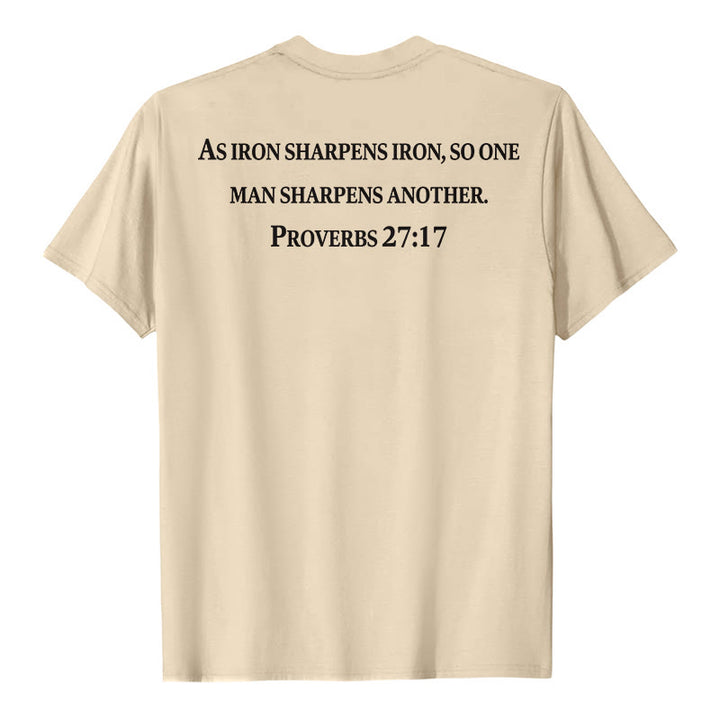 Christianartworkshop T-shirt premium à manches courtes avec inscription « Le fer aiguise le fer » (Proverbes 27:17), imprimé croisé sur la poitrine et dans le dos. - image 26
