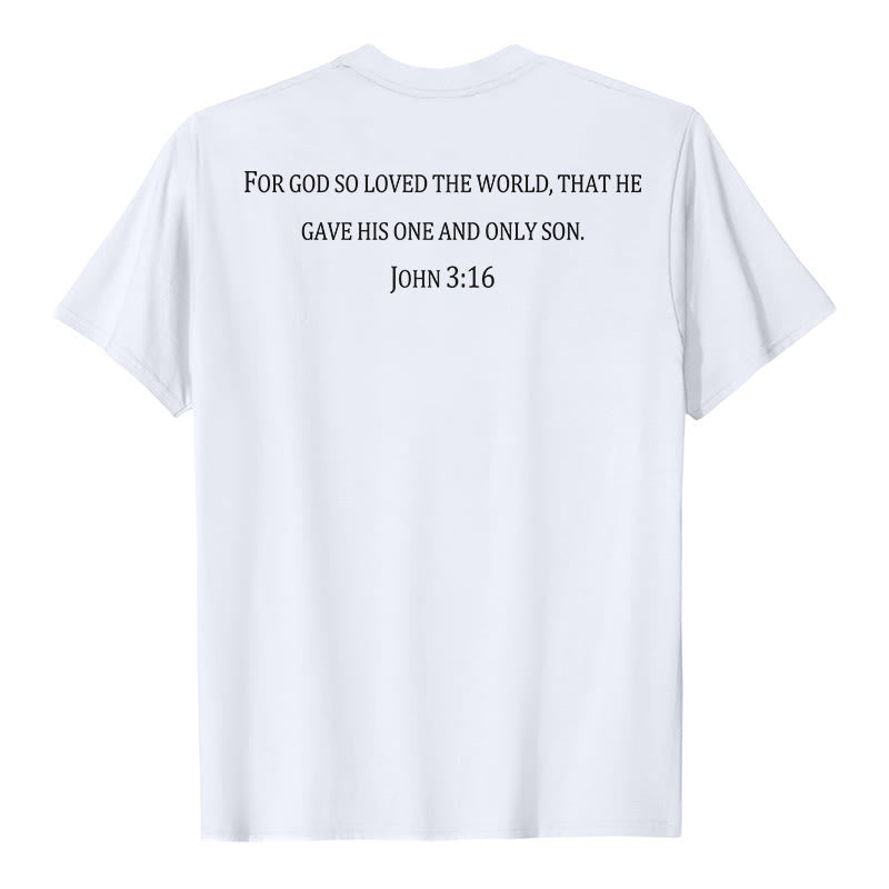 Christianartworkshop Jean 3:16 Car Dieu a tant aimé le monde T-shirt premium à manches courtes avec croix sur la poitrine et au dos - image 8