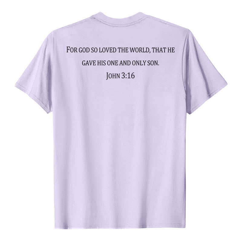 Christianartworkshop Jean 3:16 Car Dieu a tant aimé le monde T-shirt premium à manches courtes avec croix sur la poitrine et au dos - image 14