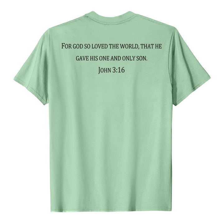 Christianartworkshop Jean 3:16 Car Dieu a tant aimé le monde T-shirt premium à manches courtes avec croix sur la poitrine et au dos - image 17