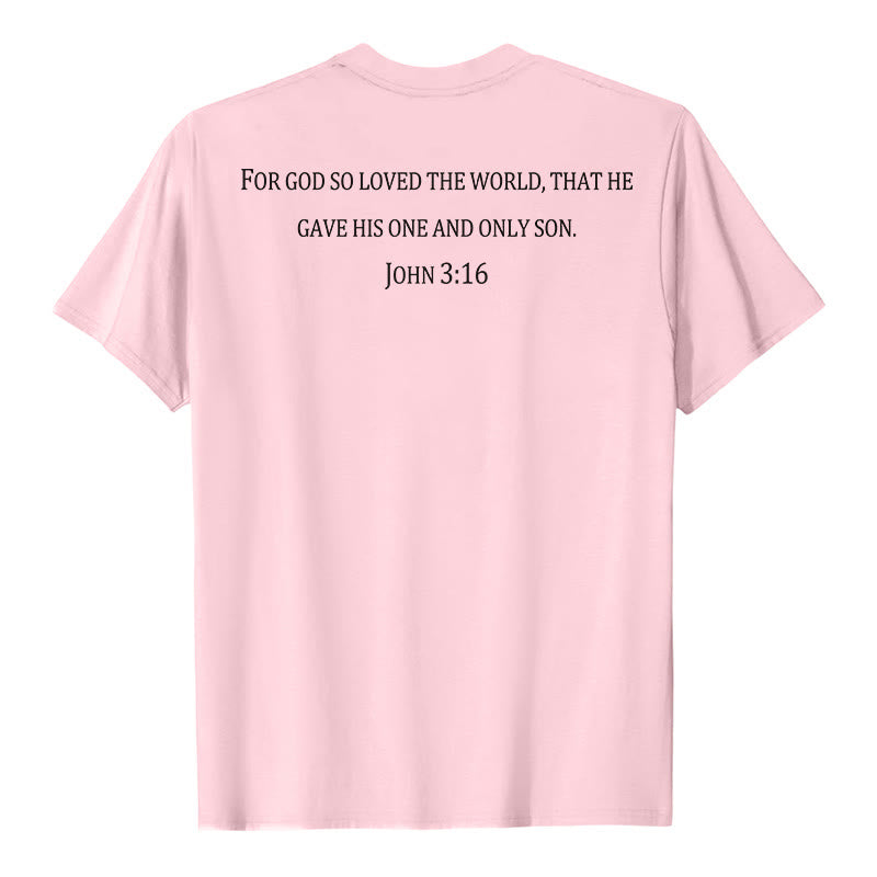 Christianartworkshop Jean 3:16 Car Dieu a tant aimé le monde T-shirt premium à manches courtes avec croix sur la poitrine et au dos - image 11
