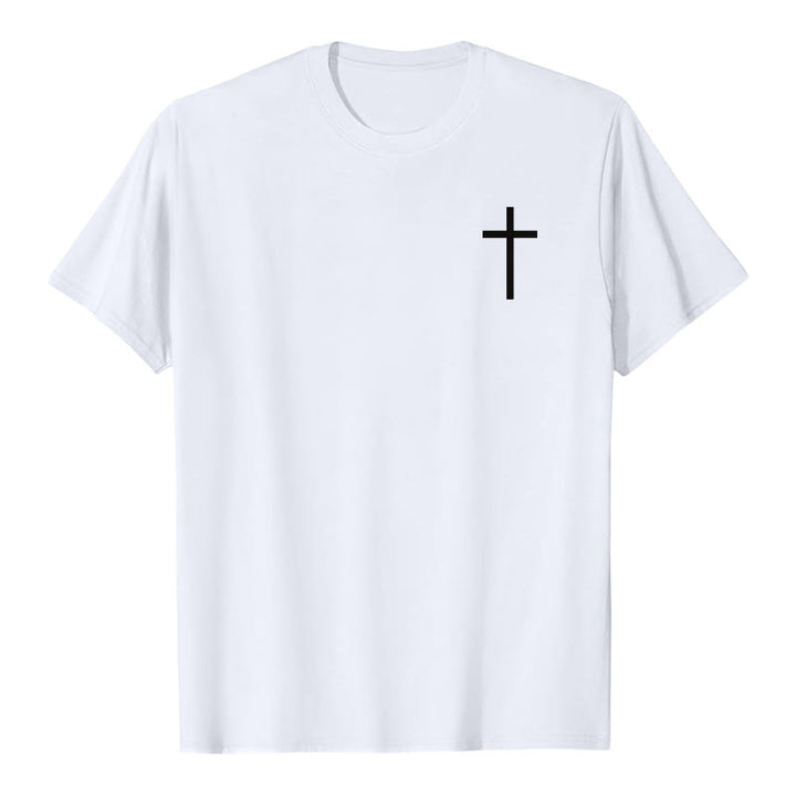 Christianartworkshop Jean 3:16 Car Dieu a tant aimé le monde T-shirt premium à manches courtes avec croix sur la poitrine et au dos - image 7