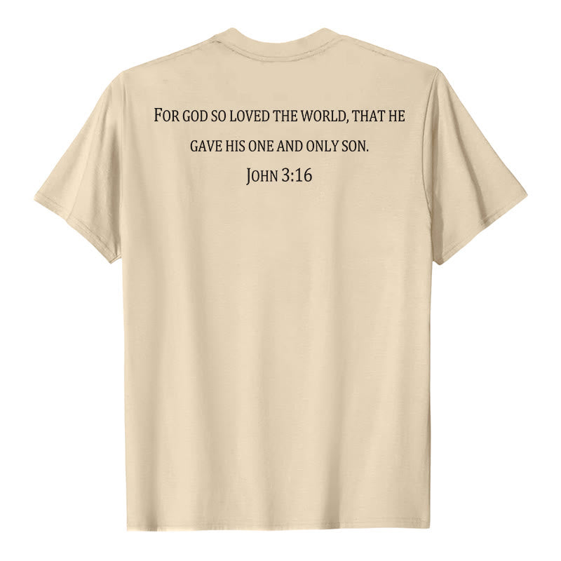 Christianartworkshop Jean 3:16 Car Dieu a tant aimé le monde T-shirt premium à manches courtes avec croix sur la poitrine et au dos - image 26