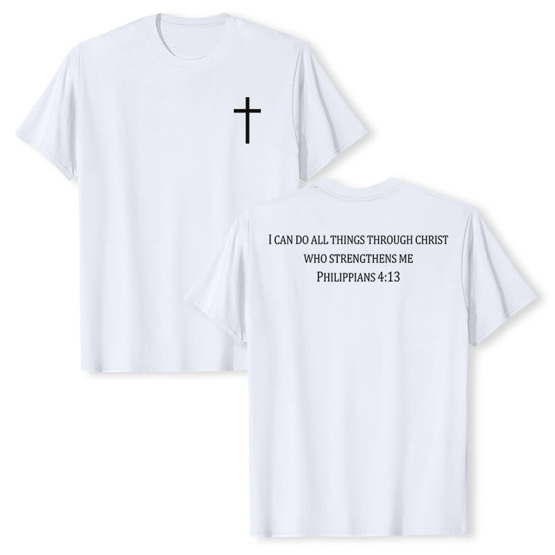 Christianartworkshop T-shirt chrétien premium à manches courtes avec imprimé recto verso sur la promesse de force classique - Blanc - 2XL - image 6
