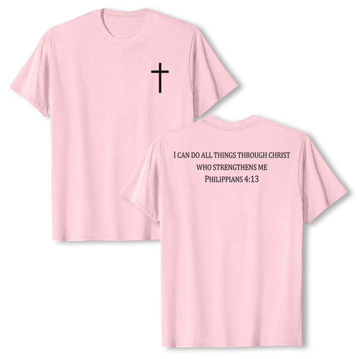 Christianartworkshop T-shirt chrétien premium à manches courtes avec imprimé recto verso sur la promesse de force classique - Rose - 2XL - image 9