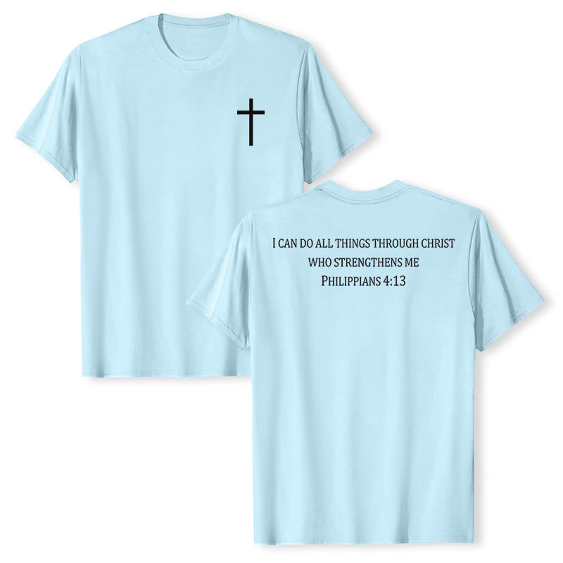 Christianartworkshop T-shirt chrétien premium à manches courtes avec imprimé recto verso sur la promesse de force classique - Bleu - 2XL - image 21