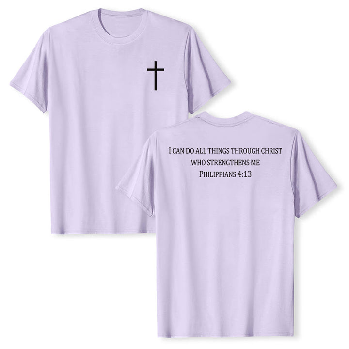 Christianartworkshop T-shirt chrétien premium à manches courtes avec imprimé recto verso sur la promesse de force classique - Violet - 2XL - image 12