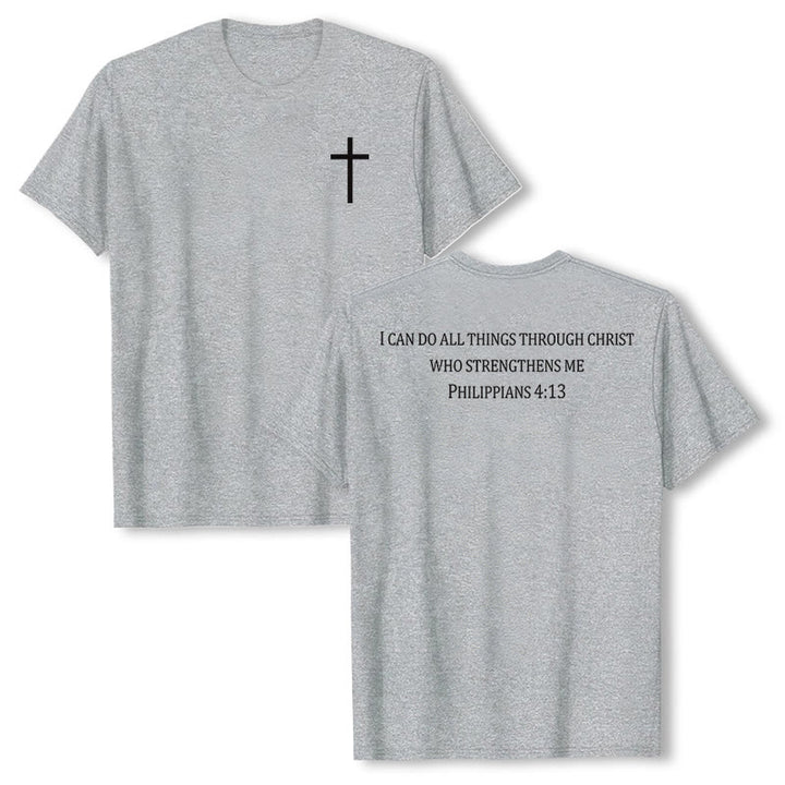Christianartworkshop T-shirt chrétien premium à manches courtes avec imprimé recto verso sur la promesse de force classique - Gris - 2XL - image 3