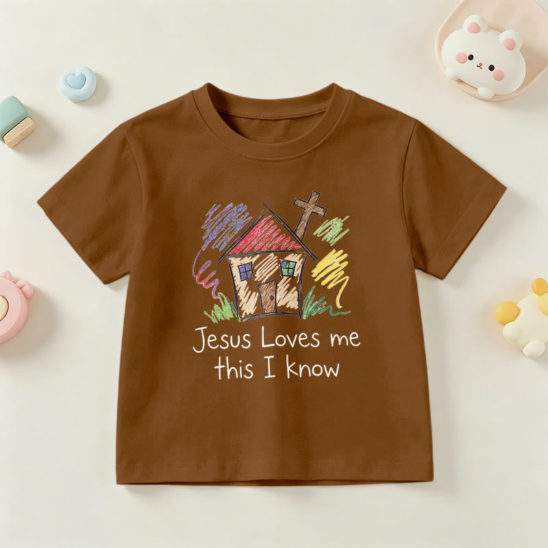Christianartworkshop T-shirt à manches courtes pour enfants Chapel Cross « Jésus m’aime, je le sais » - Brun - US/UK/AU 14, EU170 - image 18