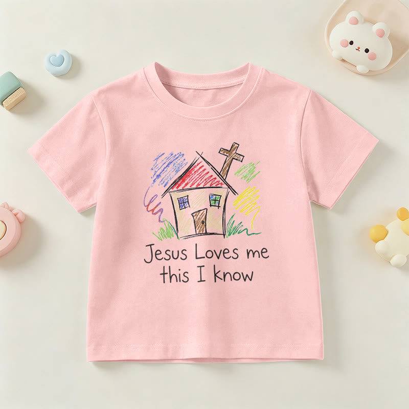 Christianartworkshop T-shirt à manches courtes pour enfants Chapel Cross « Jésus m’aime, je le sais » - Rose - US/UK/AU 14, EU170 - image 9