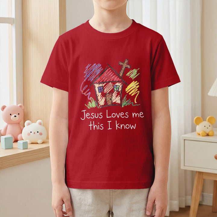 Christianartworkshop T-shirt à manches courtes pour enfants Chapel Cross « Jésus m’aime, je le sais » - image 7