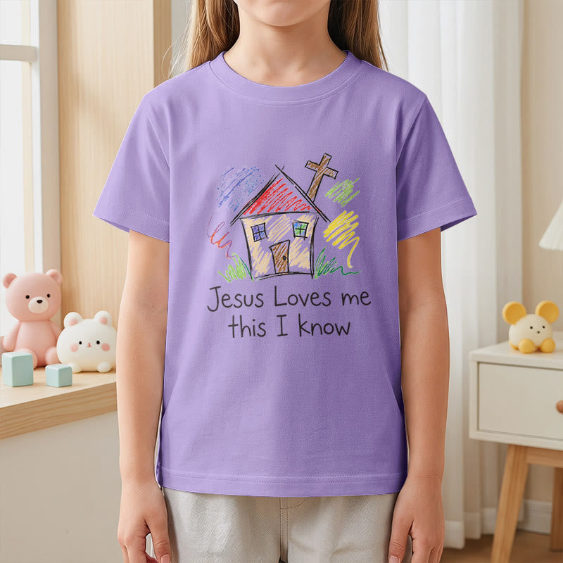 Christianartworkshop T-shirt à manches courtes pour enfants Chapel Cross « Jésus m’aime, je le sais » - image 5
