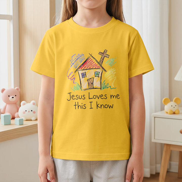 Christianartworkshop T-shirt à manches courtes pour enfants Chapel Cross « Jésus m’aime, je le sais » - image 29
