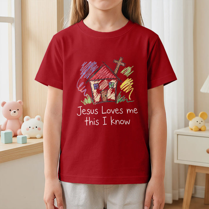Christianartworkshop T-shirt à manches courtes pour enfants Chapel Cross « Jésus m’aime, je le sais » - image 8