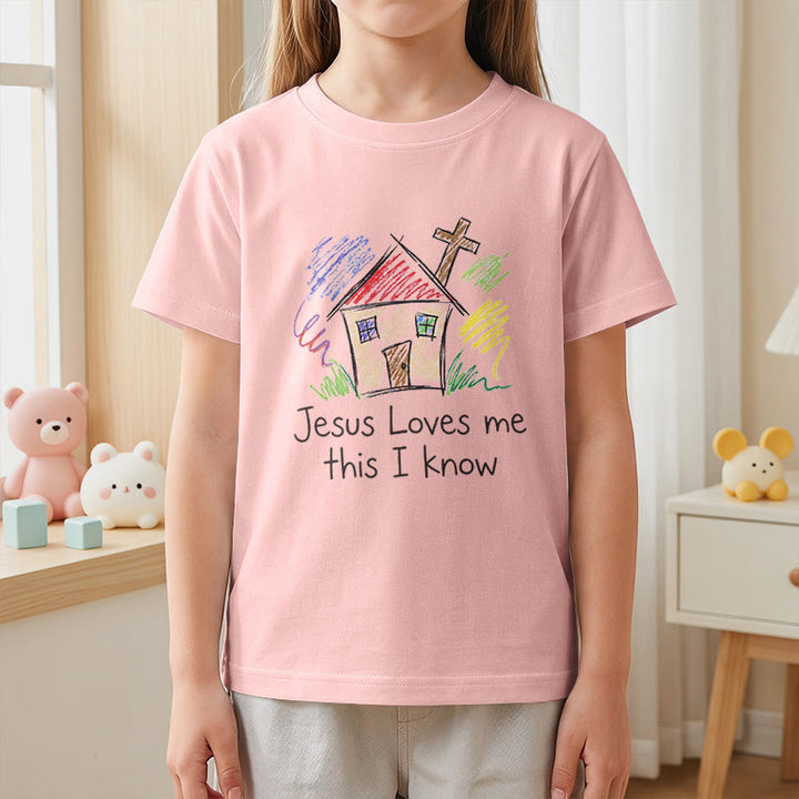 Christianartworkshop T-shirt à manches courtes pour enfants Chapel Cross « Jésus m’aime, je le sais » - image 11