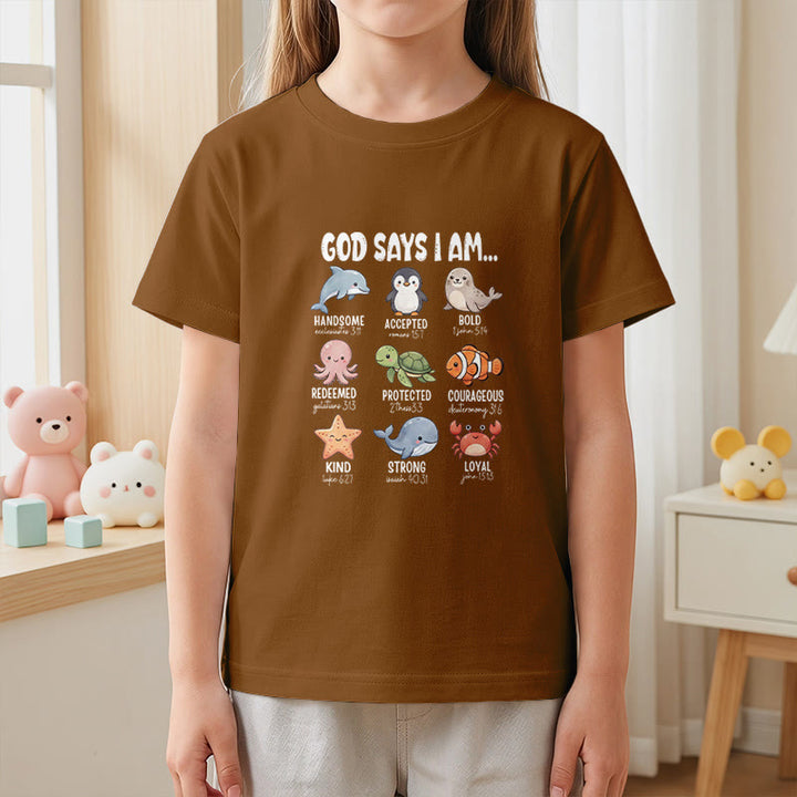 Christianartworkshop T-shirt à manches courtes pour enfants, coupe décontractée, imprimé baleine, pingouin et crabe, slogan « Foi » - image 26