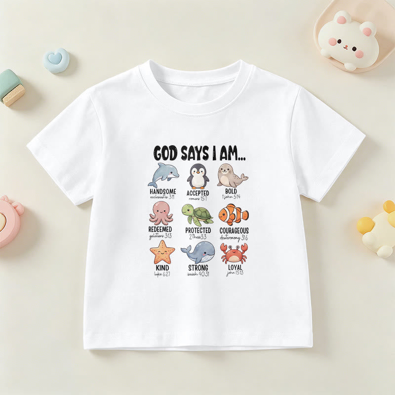 Christianartworkshop T-shirt à manches courtes pour enfants, coupe décontractée, imprimé baleine, pingouin et crabe, slogan « Foi » - Blanc - US/UK/AU 14, EU170 - image 21