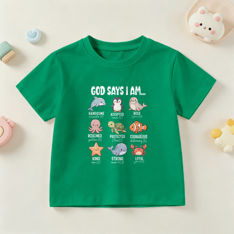 Christianartworkshop T-shirt à manches courtes pour enfants, coupe décontractée, imprimé baleine, pingouin et crabe, slogan « Foi » - Vert - US/UK/AU 14, EU170 - image 18