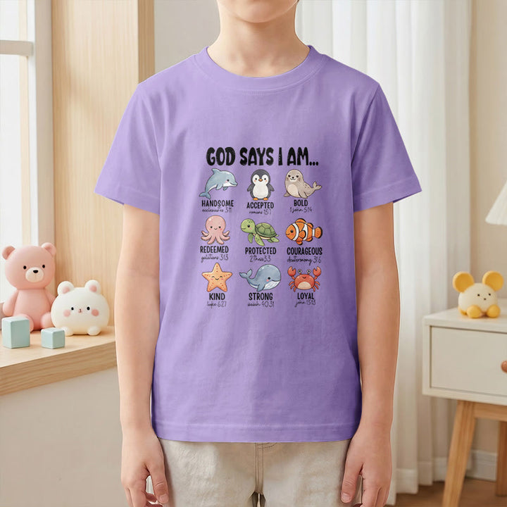 Christianartworkshop T-shirt à manches courtes pour enfants, coupe décontractée, imprimé baleine, pingouin et crabe, slogan « Foi » - image 10