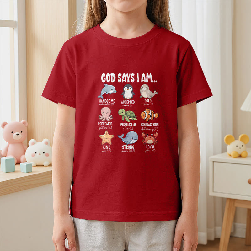Christianartworkshop T-shirt à manches courtes pour enfants, coupe décontractée, imprimé baleine, pingouin et crabe, slogan « Foi » - image 14