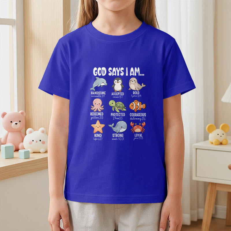 Christianartworkshop T-shirt à manches courtes pour enfants, coupe décontractée, imprimé baleine, pingouin et crabe, slogan « Foi » - image 29