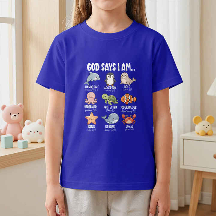 Christianartworkshop T-shirt à manches courtes pour enfants, coupe décontractée, imprimé baleine, pingouin et crabe, slogan « Foi » - image 29