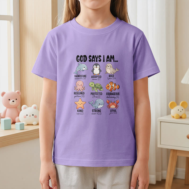 Christianartworkshop T-shirt à manches courtes pour enfants, coupe décontractée, imprimé baleine, pingouin et crabe, slogan « Foi » - image 11
