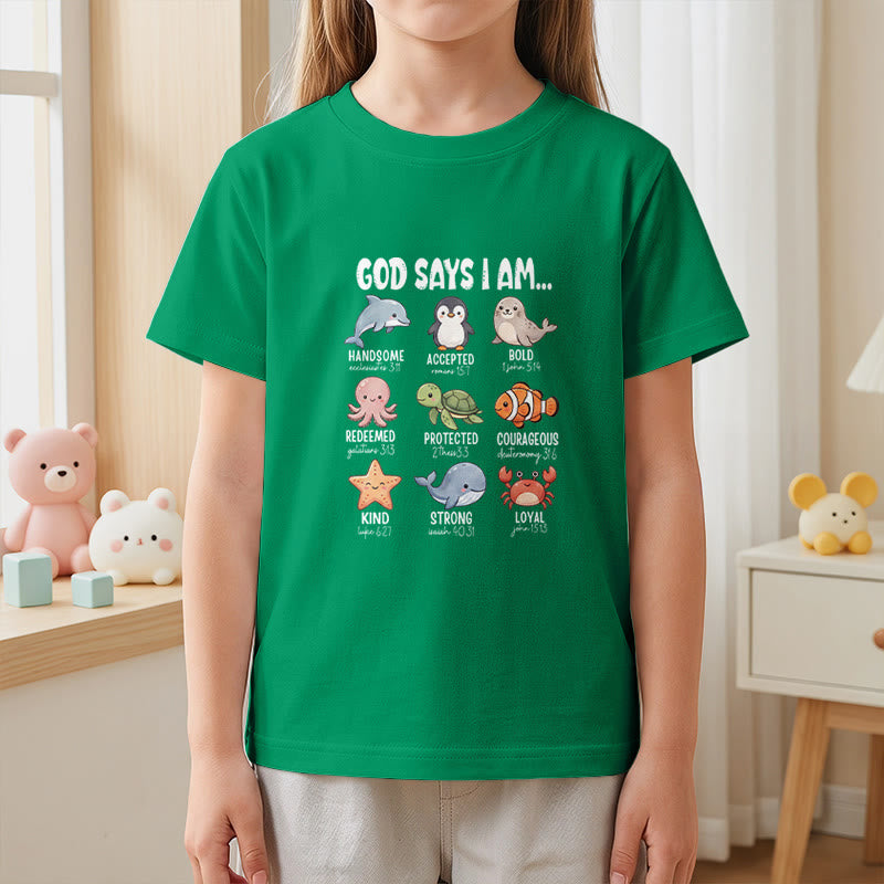 Christianartworkshop T-shirt à manches courtes pour enfants, coupe décontractée, imprimé baleine, pingouin et crabe, slogan « Foi » - image 20
