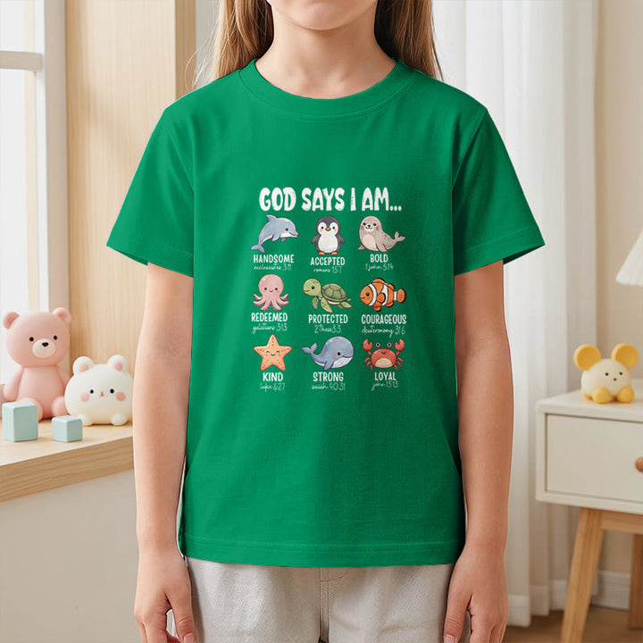 Christianartworkshop T-shirt à manches courtes pour enfants, coupe décontractée, imprimé baleine, pingouin et crabe, slogan « Foi » - image 20