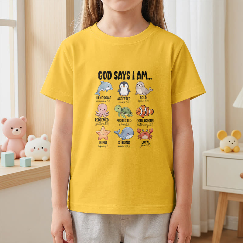 Christianartworkshop T-shirt à manches courtes pour enfants, coupe décontractée, imprimé baleine, pingouin et crabe, slogan « Foi » - image 2