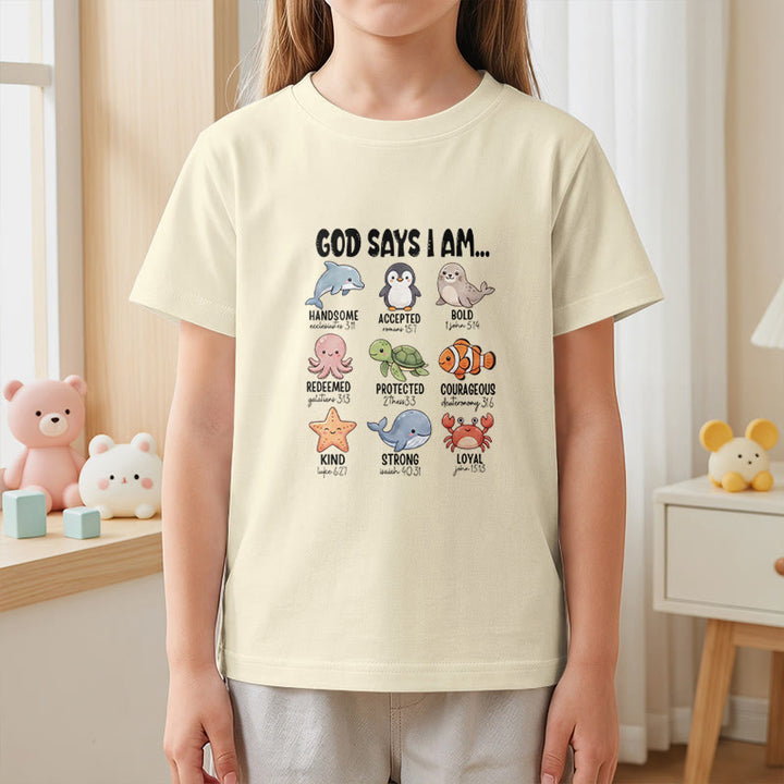 Christianartworkshop T-shirt à manches courtes pour enfants, coupe décontractée, imprimé baleine, pingouin et crabe, slogan « Foi » - image 8