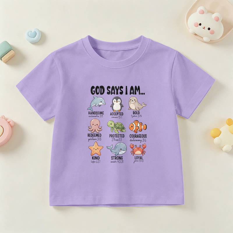 Christianartworkshop T-shirt à manches courtes pour enfants, coupe décontractée, imprimé baleine, pingouin et crabe, slogan « Foi » - image 9