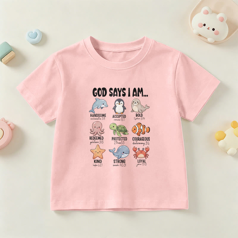 Christianartworkshop T-shirt à manches courtes pour enfants, coupe décontractée, imprimé baleine, pingouin et crabe, slogan « Foi » - Rose - US/UK/AU 14, EU170 - image 15