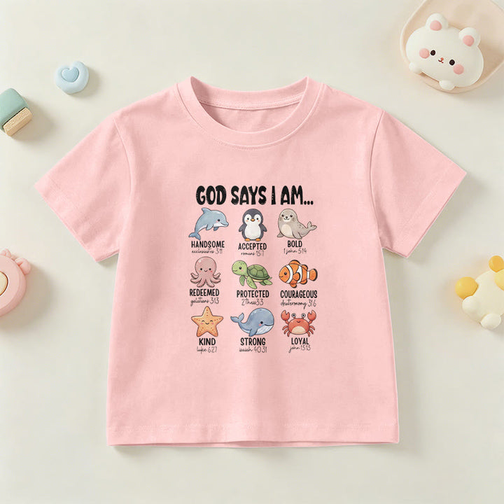 Christianartworkshop T-shirt à manches courtes pour enfants, coupe décontractée, imprimé baleine, pingouin et crabe, slogan « Foi » - Rose - US/UK/AU 14, EU170 - image 15