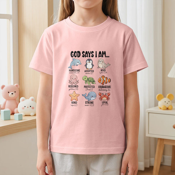 Christianartworkshop T-shirt à manches courtes pour enfants, coupe décontractée, imprimé baleine, pingouin et crabe, slogan « Foi » - image 17