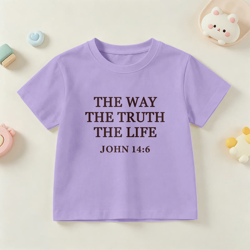 Christianartworkshop T-shirt à manches courtes pour enfants « Le Chemin, la Vérité, la Vie » (Jean 14:6) avec texte à empattements classiques - Violet - US/UK/AU 14, EU170 - image 15