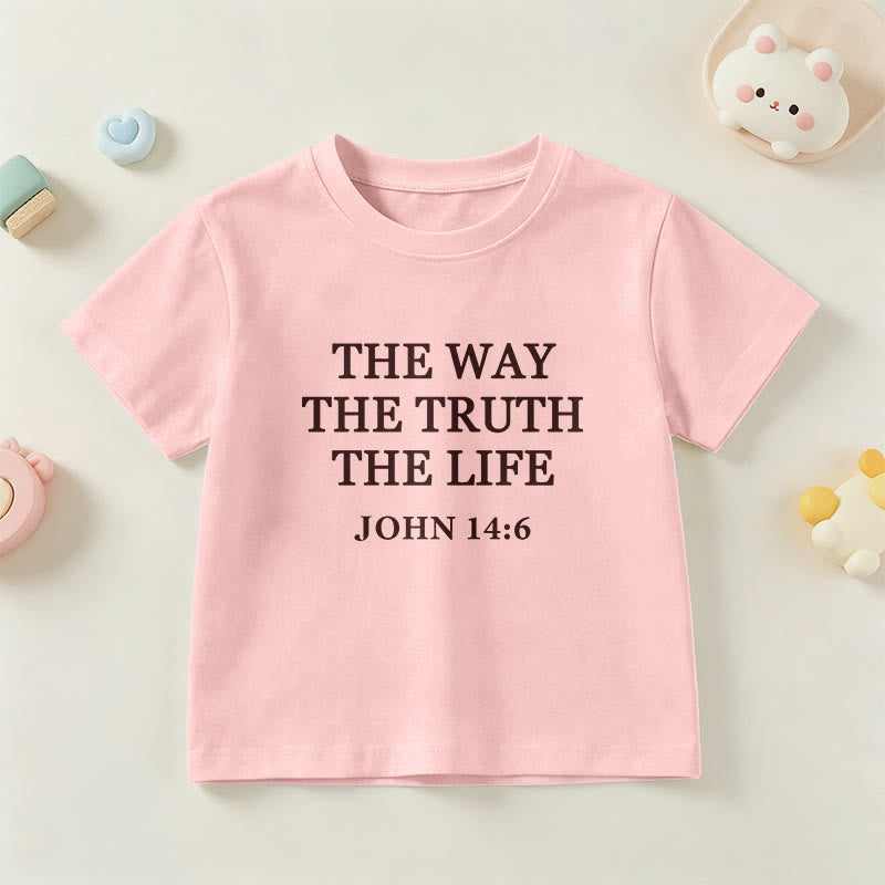 Christianartworkshop T-shirt à manches courtes pour enfants « Le Chemin, la Vérité, la Vie » (Jean 14:6) avec texte à empattements classiques - Rose - US/UK/AU 14, EU170 - image 21