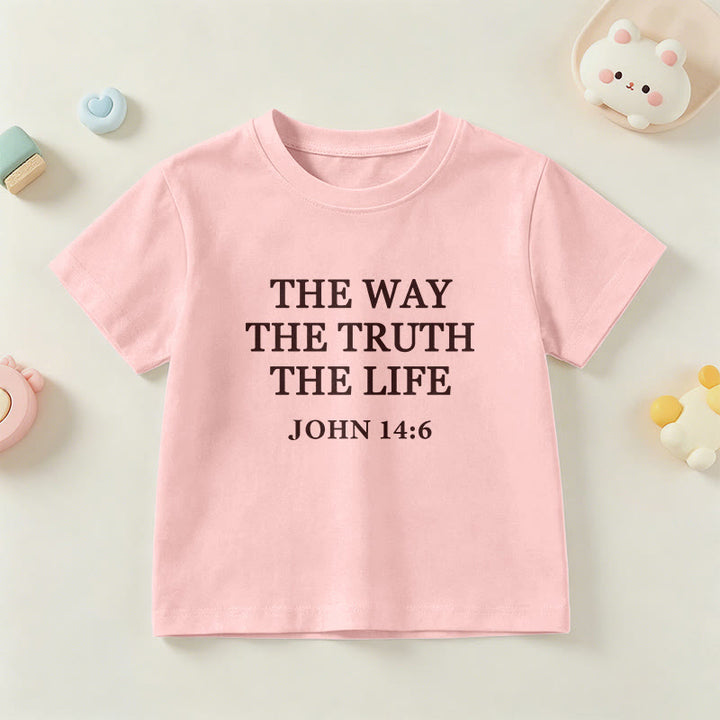 Christianartworkshop T-shirt à manches courtes pour enfants « Le Chemin, la Vérité, la Vie » (Jean 14:6) avec texte à empattements classiques - Rose - US/UK/AU 14, EU170 - image 21